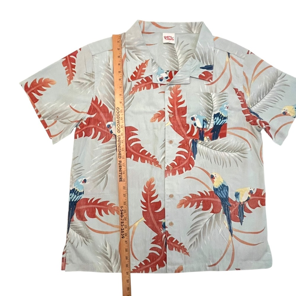 Barefoot In Paradise Hawaiian Shirt Mens Size XL SS Cotton Blue Parrots NWOT‎ - Picture 2 of 9
